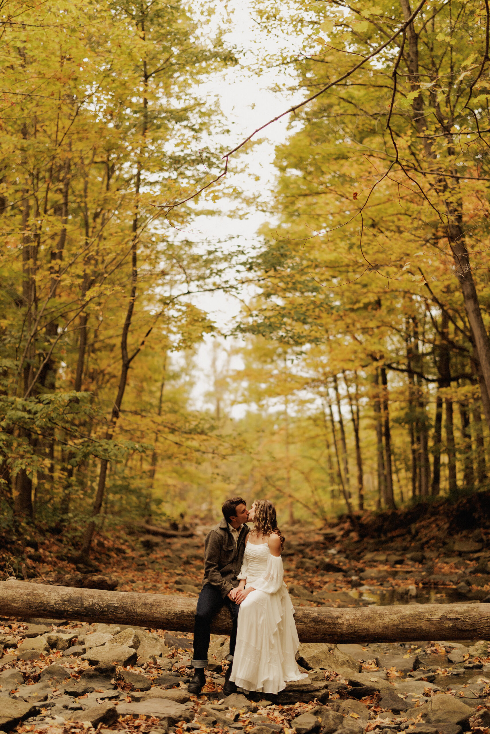 romantic fall engagement photography forest niagara