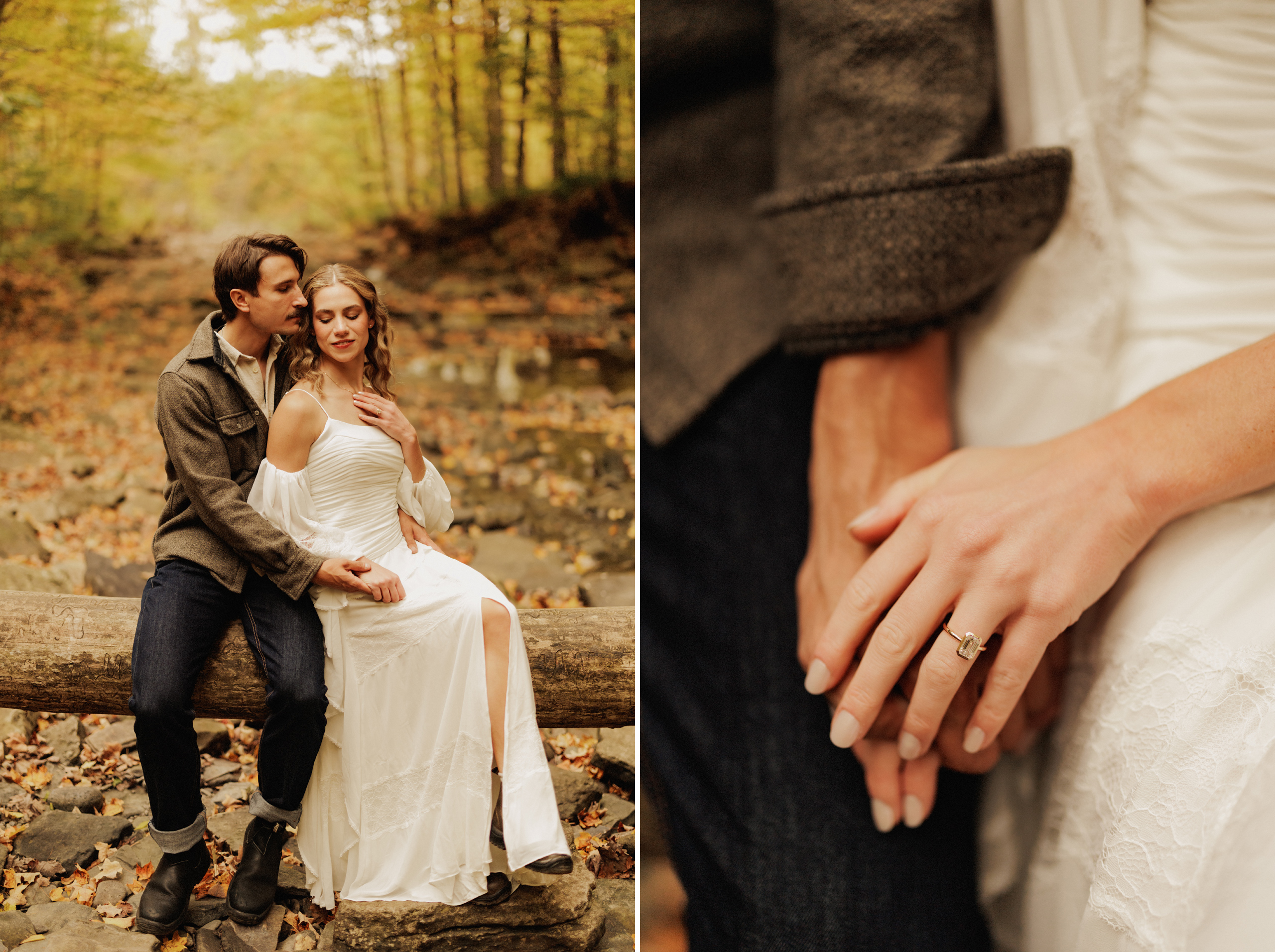 romantic fall engagement photography forest niagara