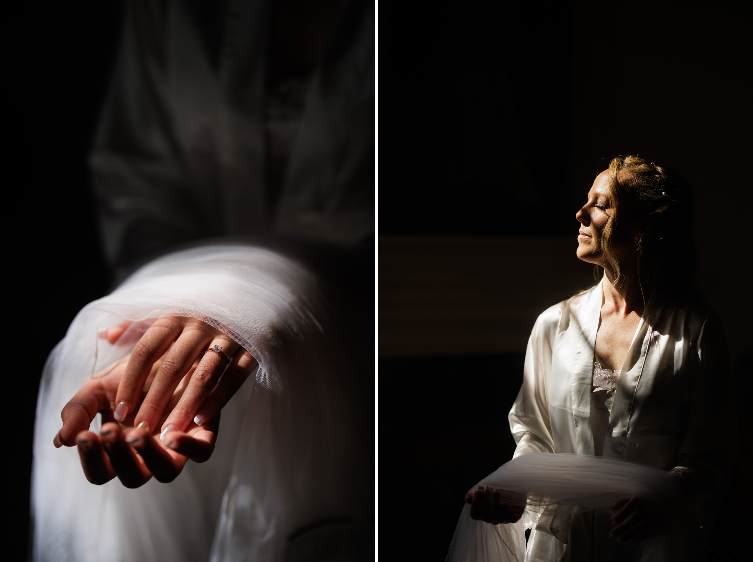 bride getting ready holding veil niagara wedding