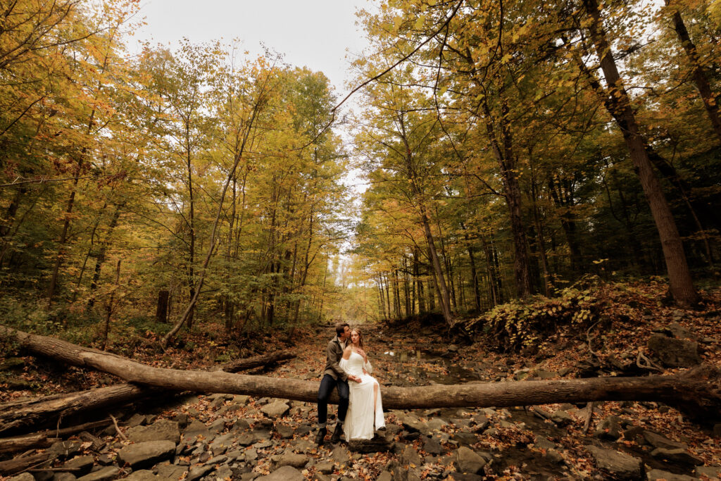 romantic fall engagement photography forest niagara