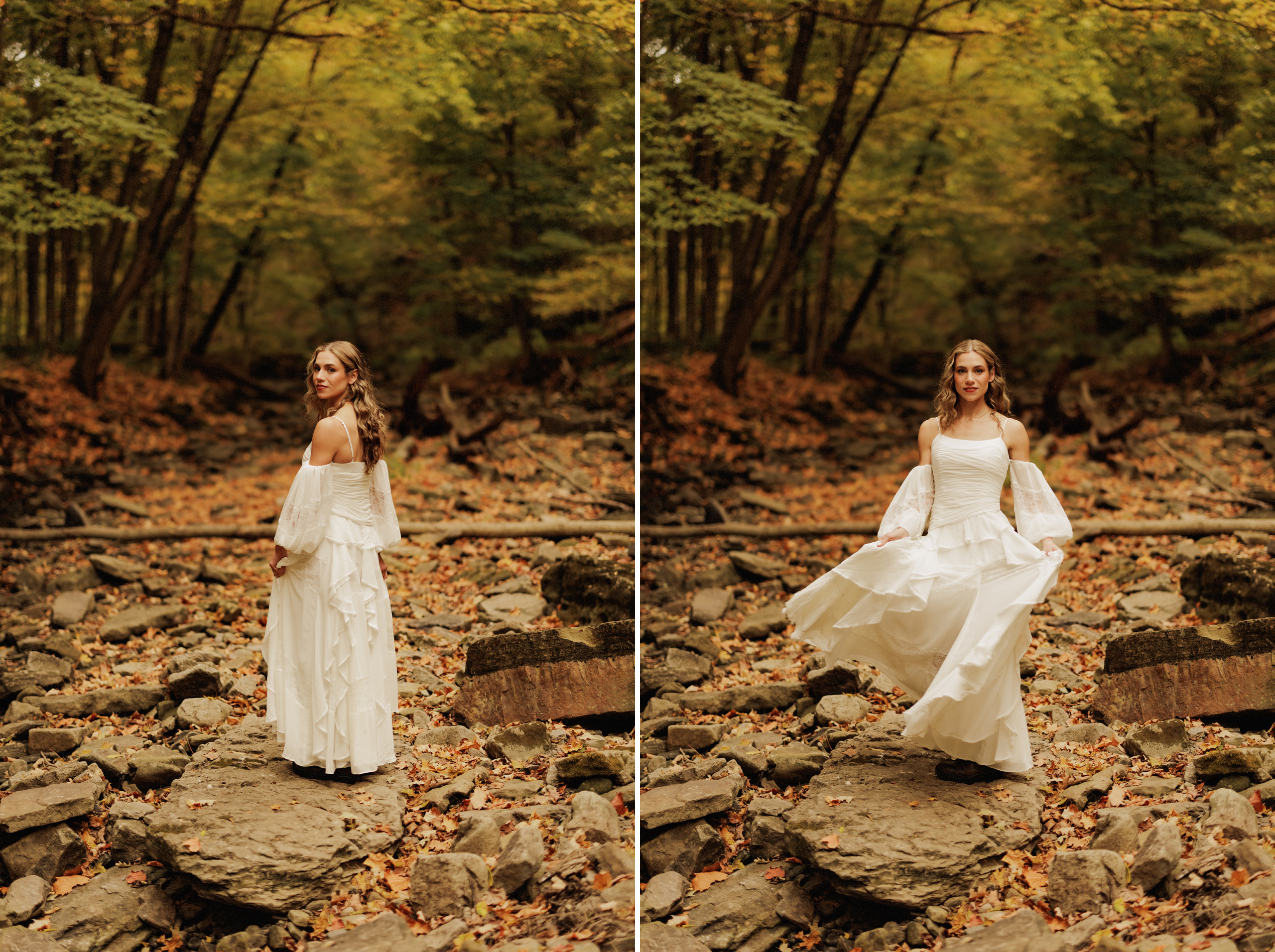 romantic fall engagement photography forest niagara