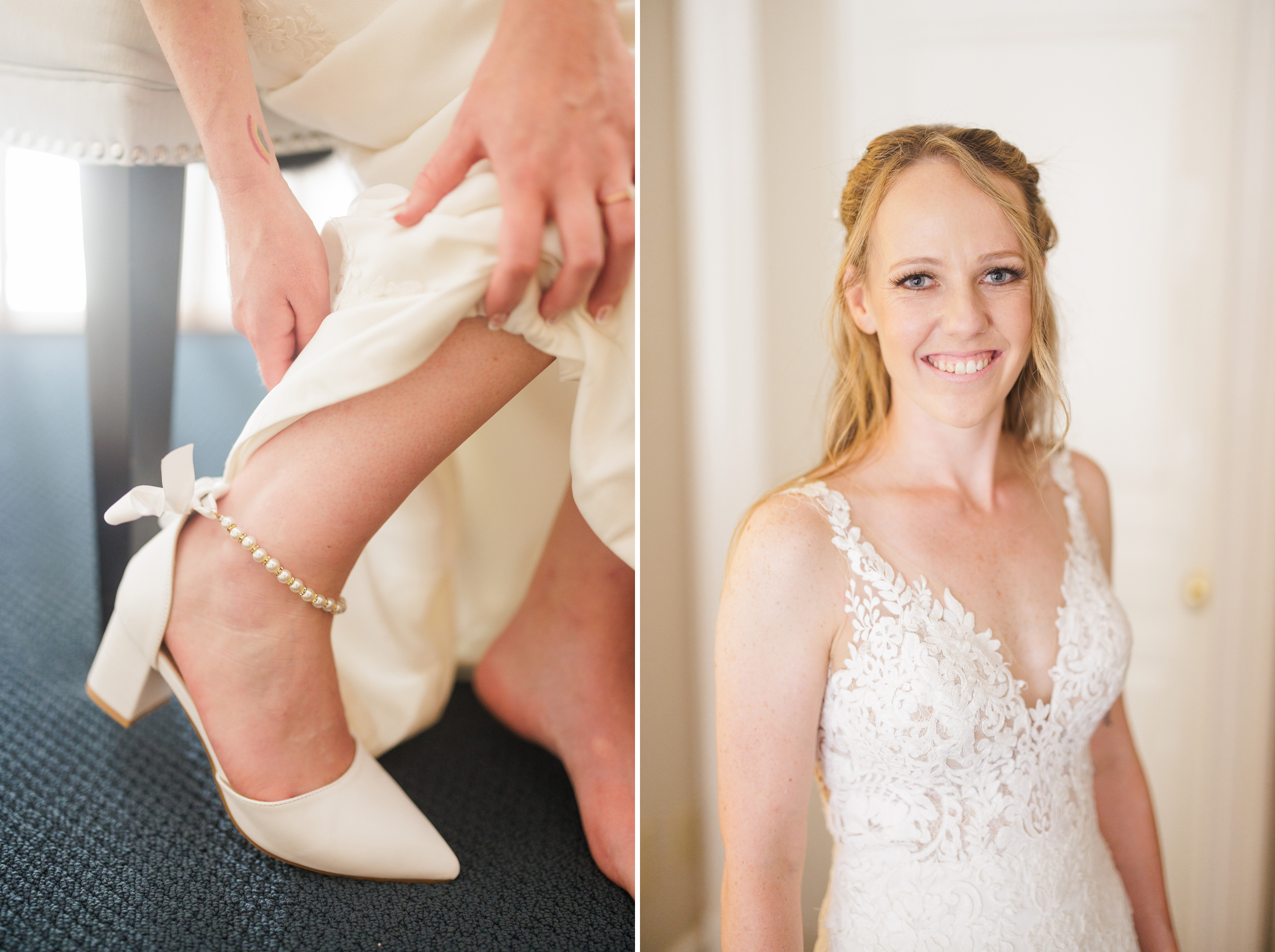 bride put on shoes niagara wedding photography