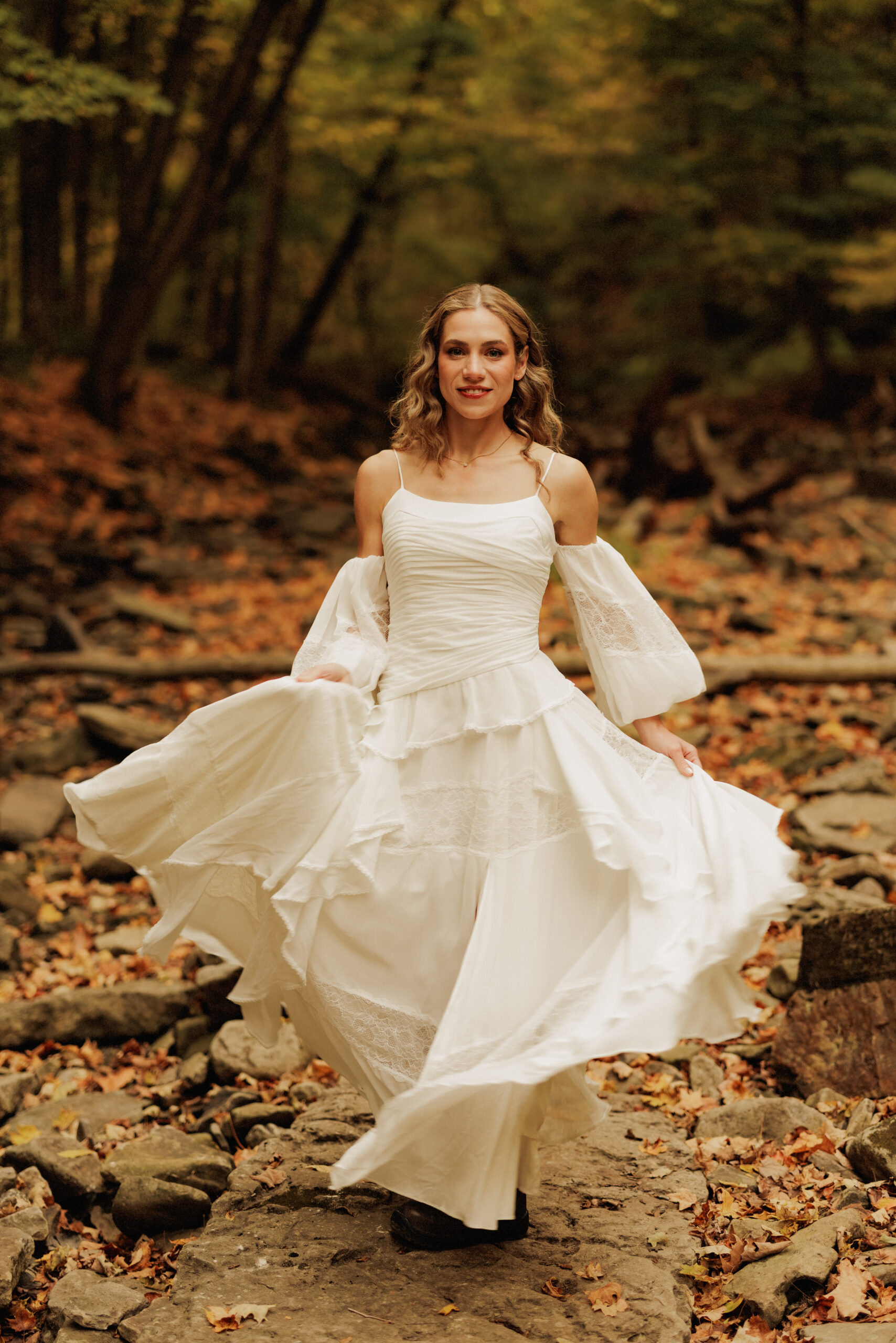 romantic fall engagement photography forest niagara