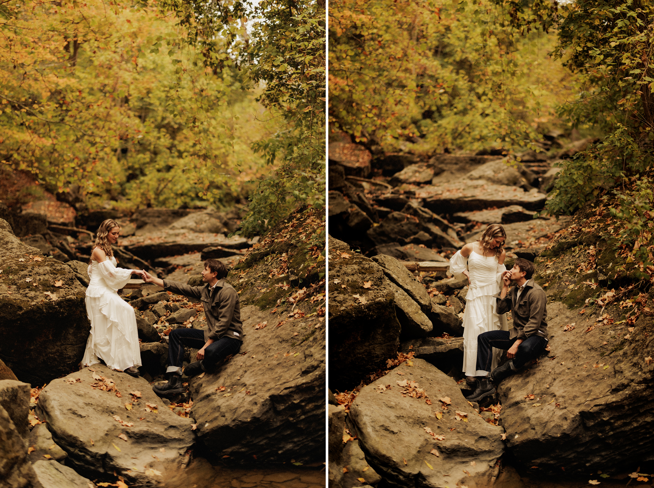 romantic river forest niagara engagement photography