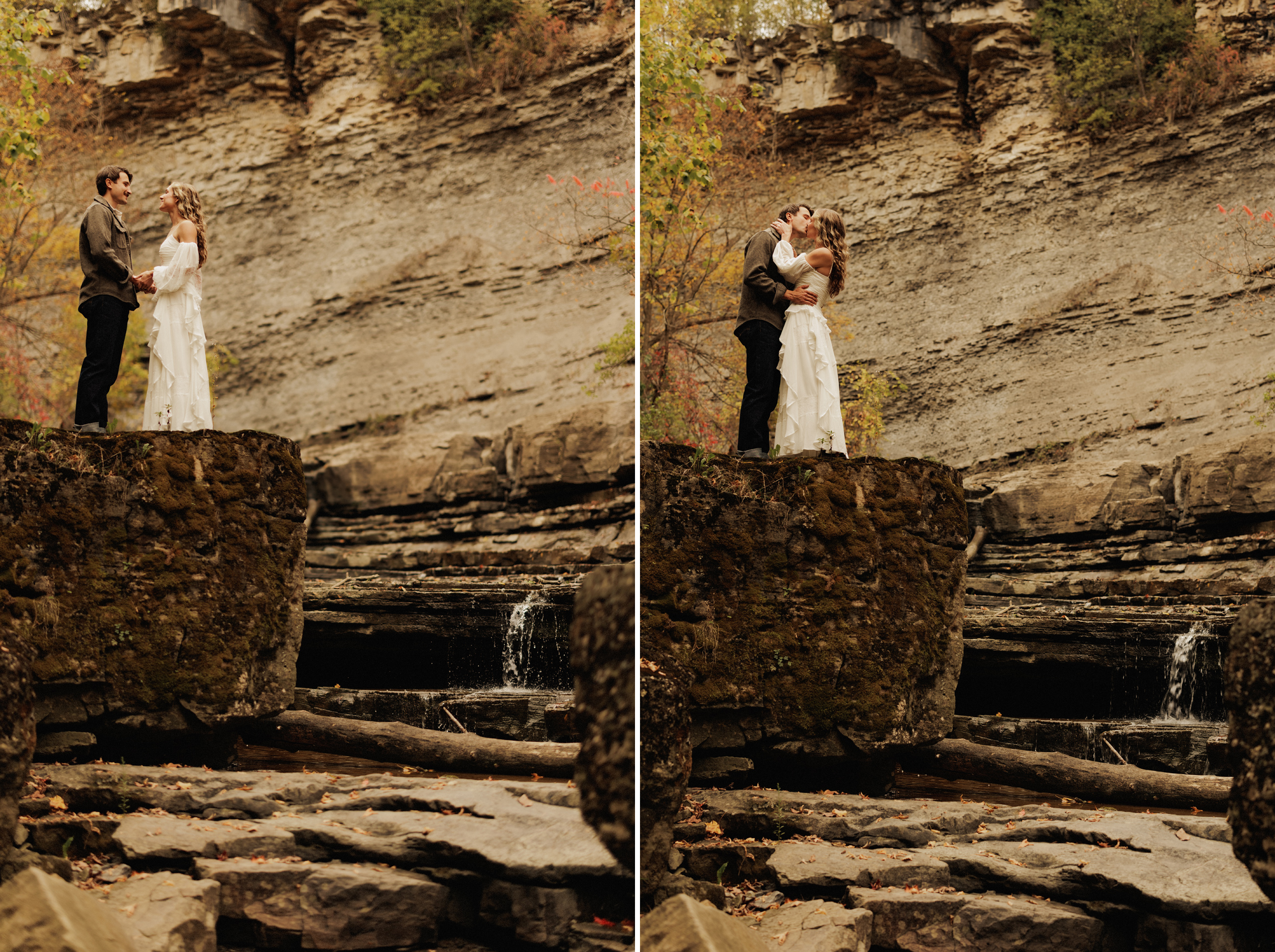romantic river forest niagara engagement photography