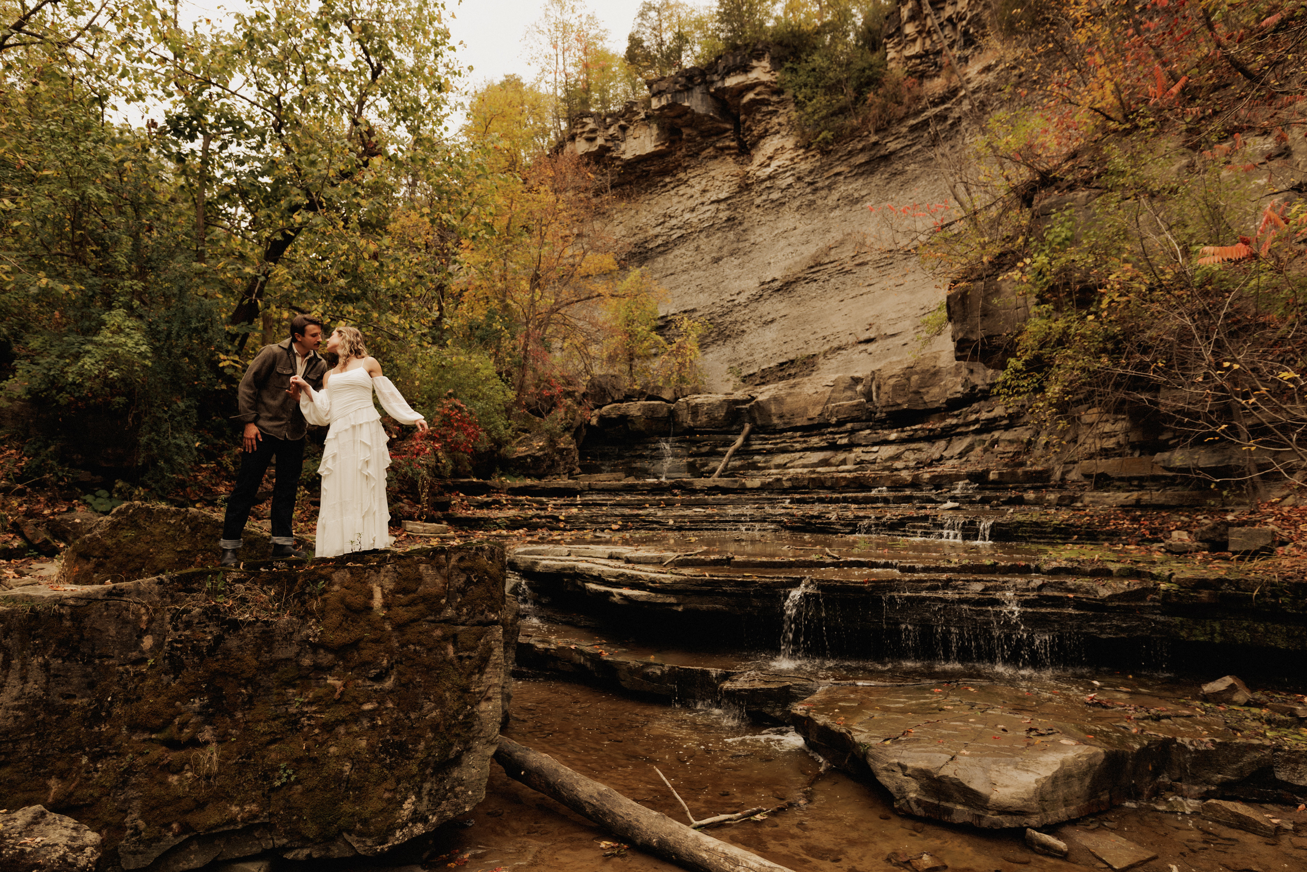 romantic river forest niagara engagement photography