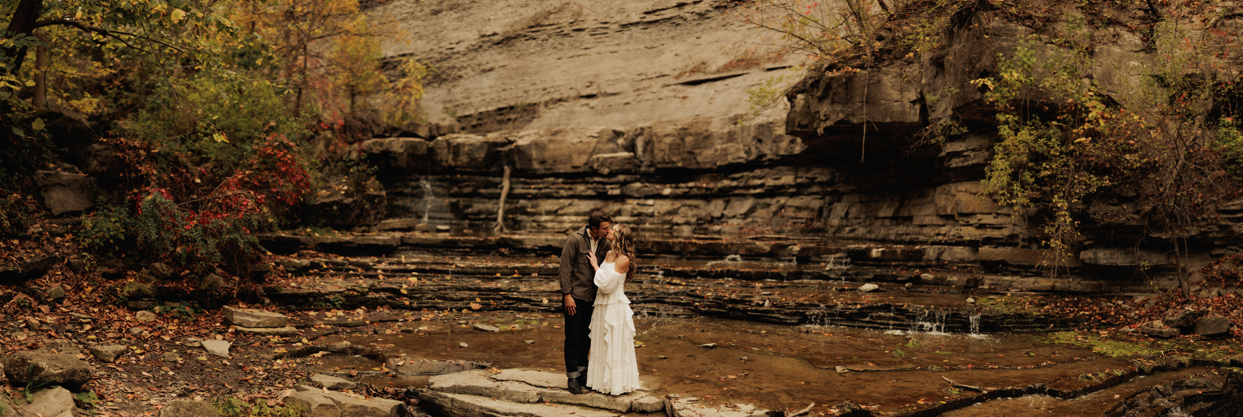 romantic river forest niagara engagement photography