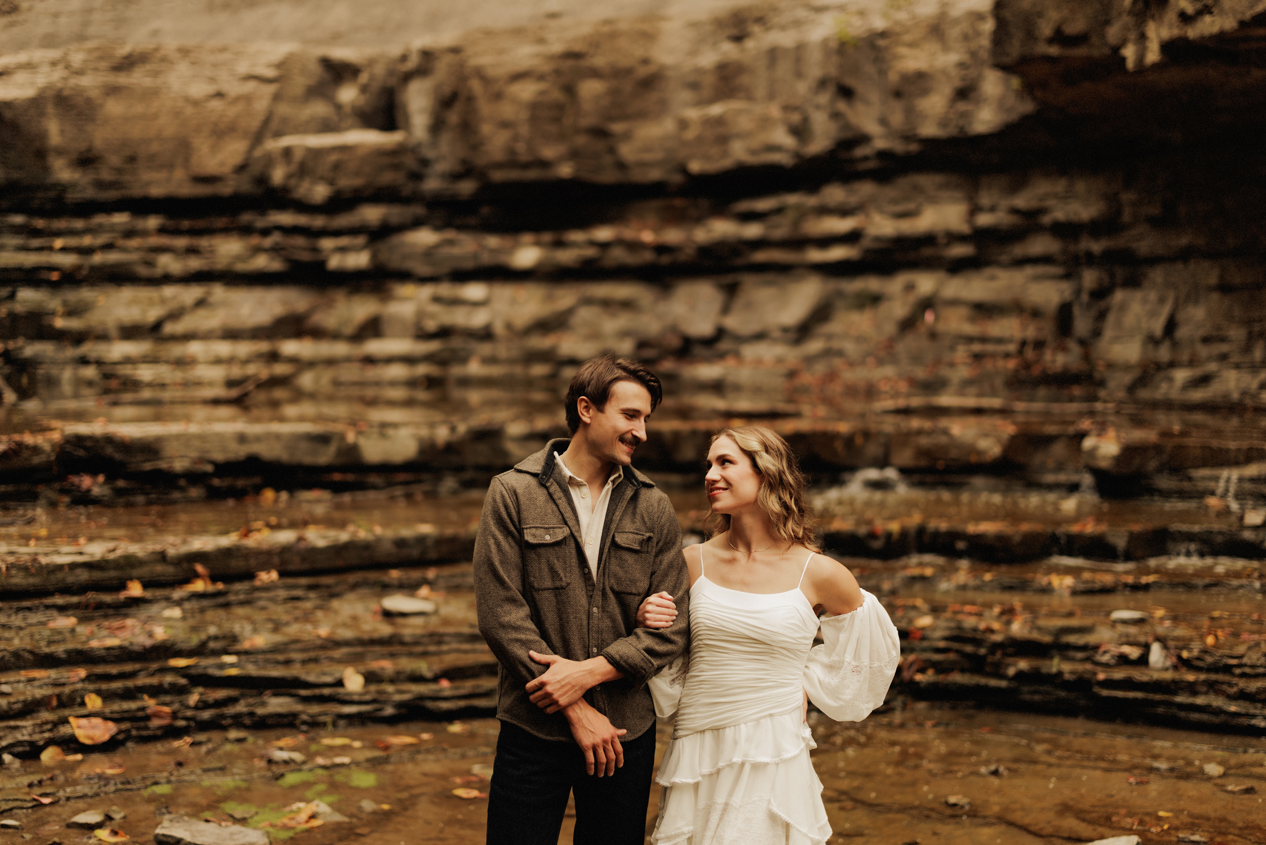 romantic river forest niagara engagement photography
