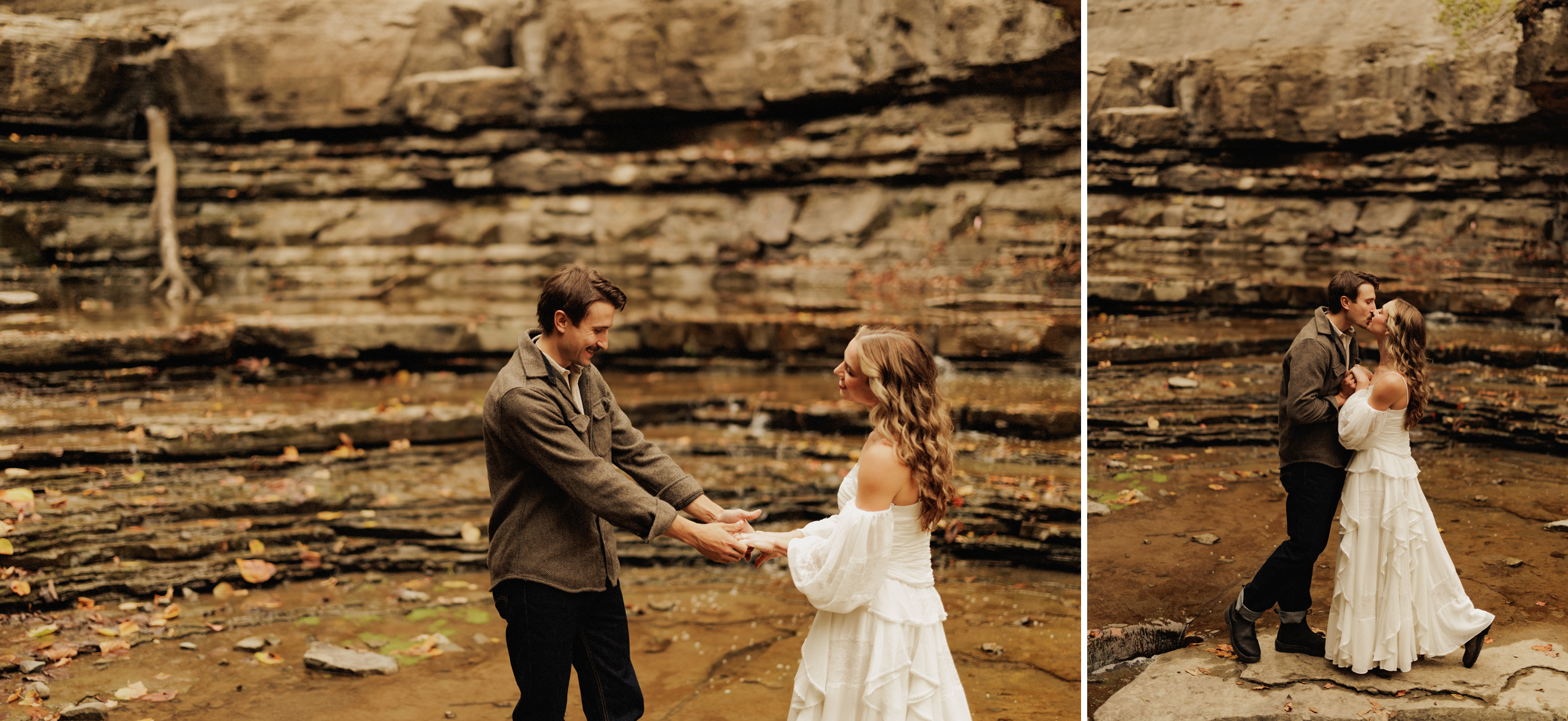 romantic river forest niagara engagement photography