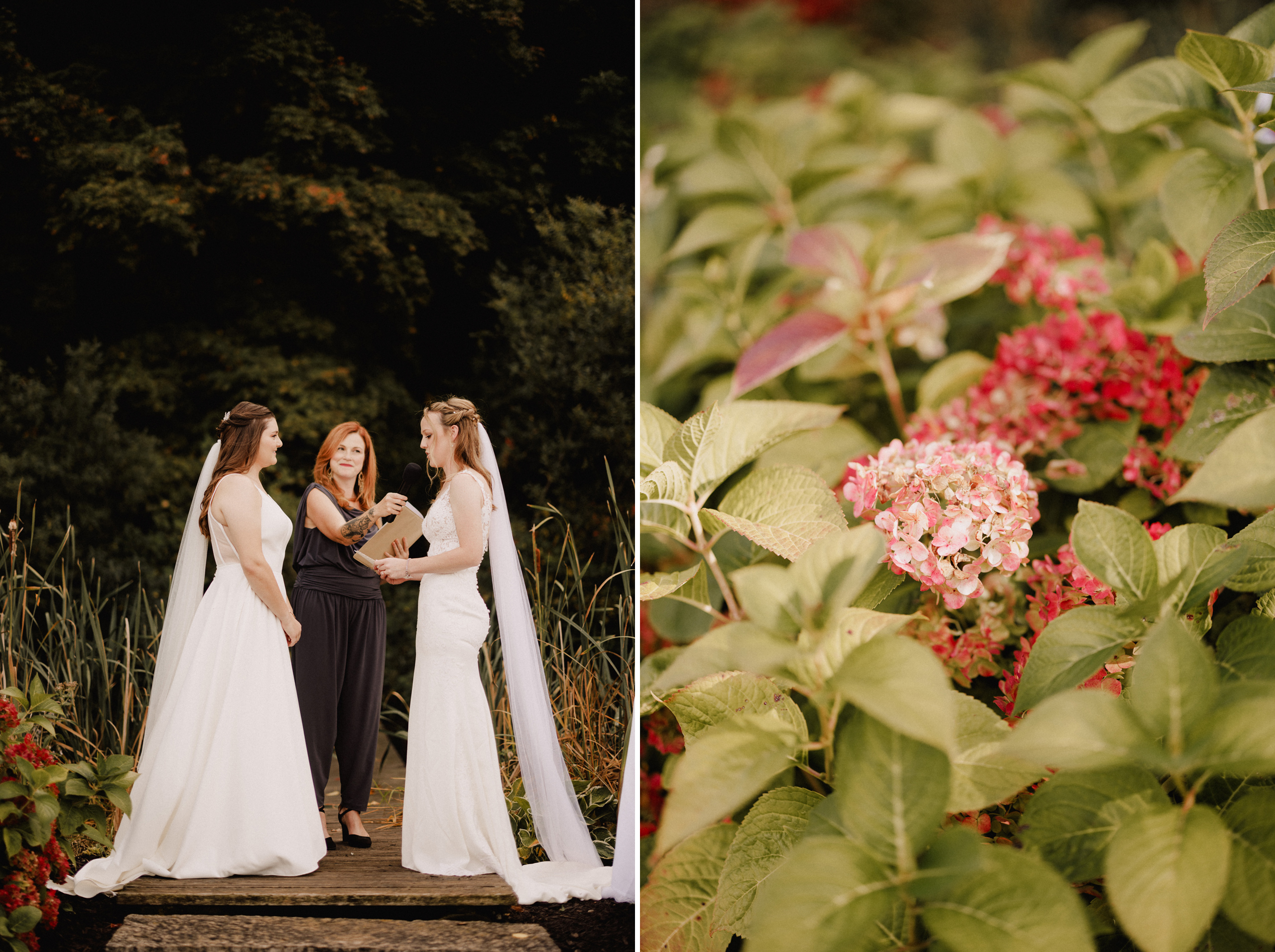 two brides wedding cave spring vineyard escarpment site october