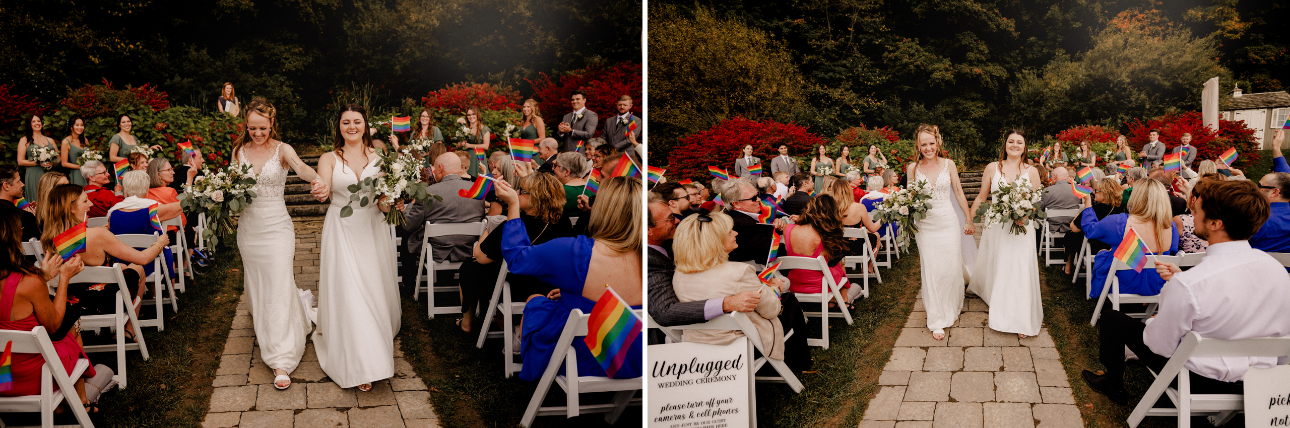 two brides october wedding cave spring vineyard escarpment site