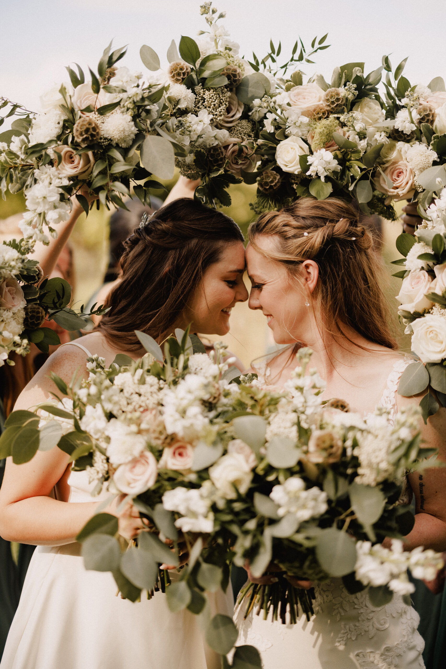 bouquets all around brides wedding cave spring vineyard