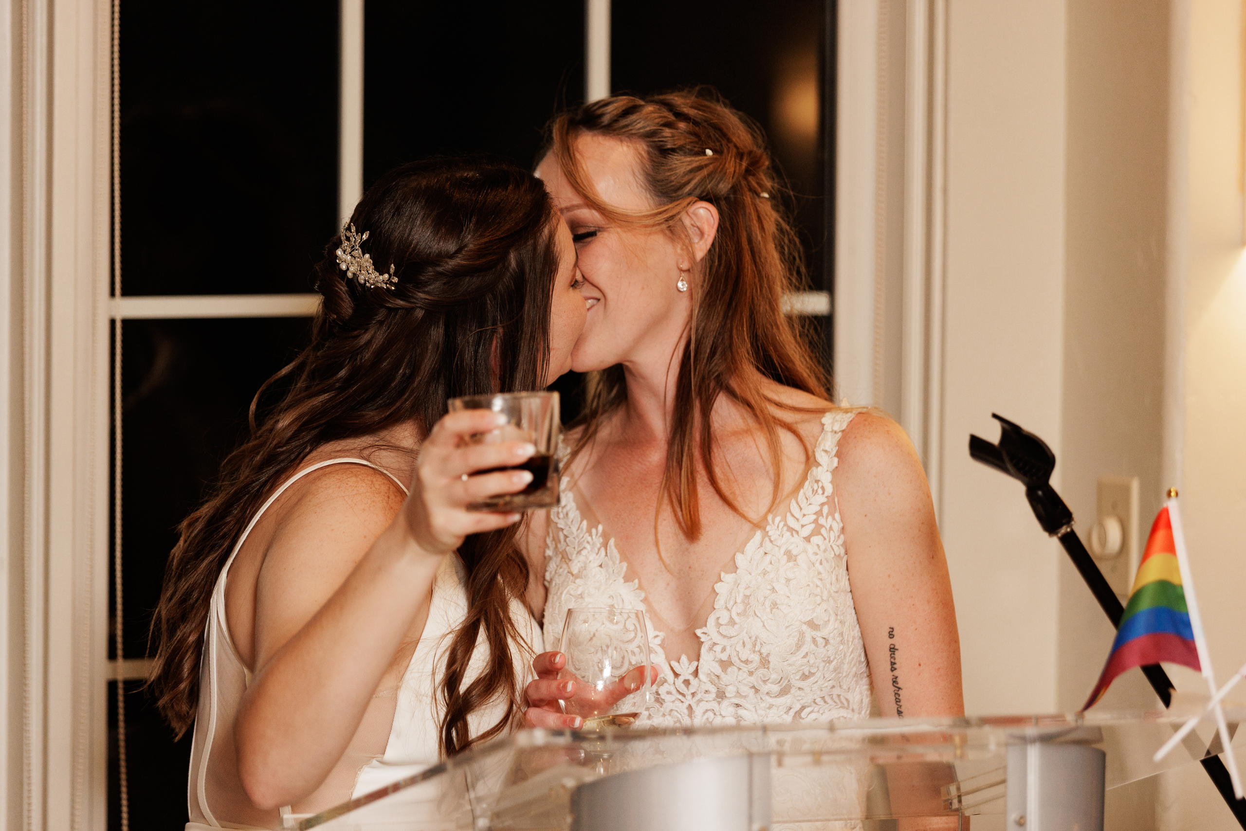 wedding couple speech windows room reception