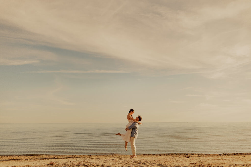 cinematic engagement photos niagara afterglow beach