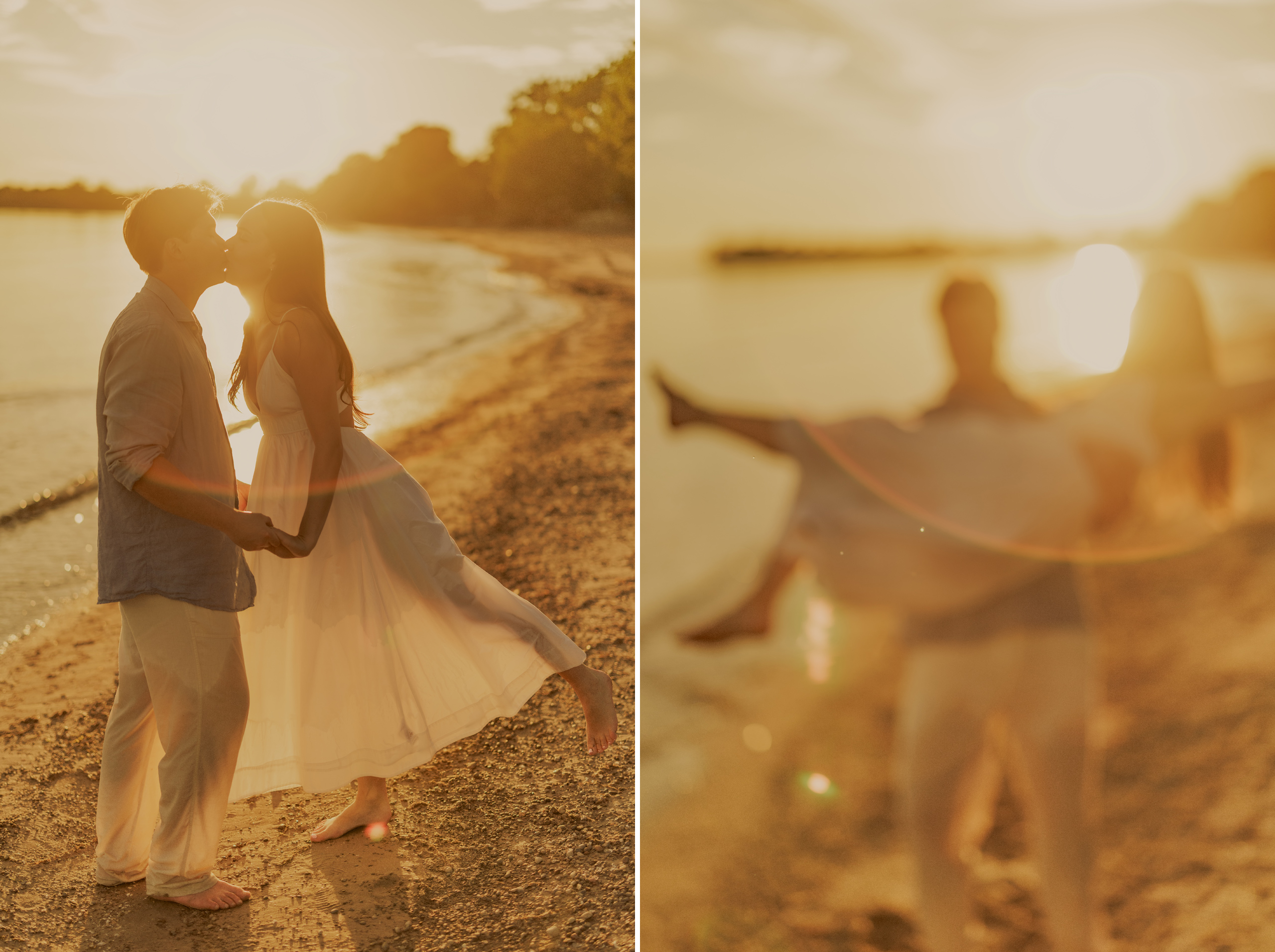 sunset beach engagement photos couple niagara