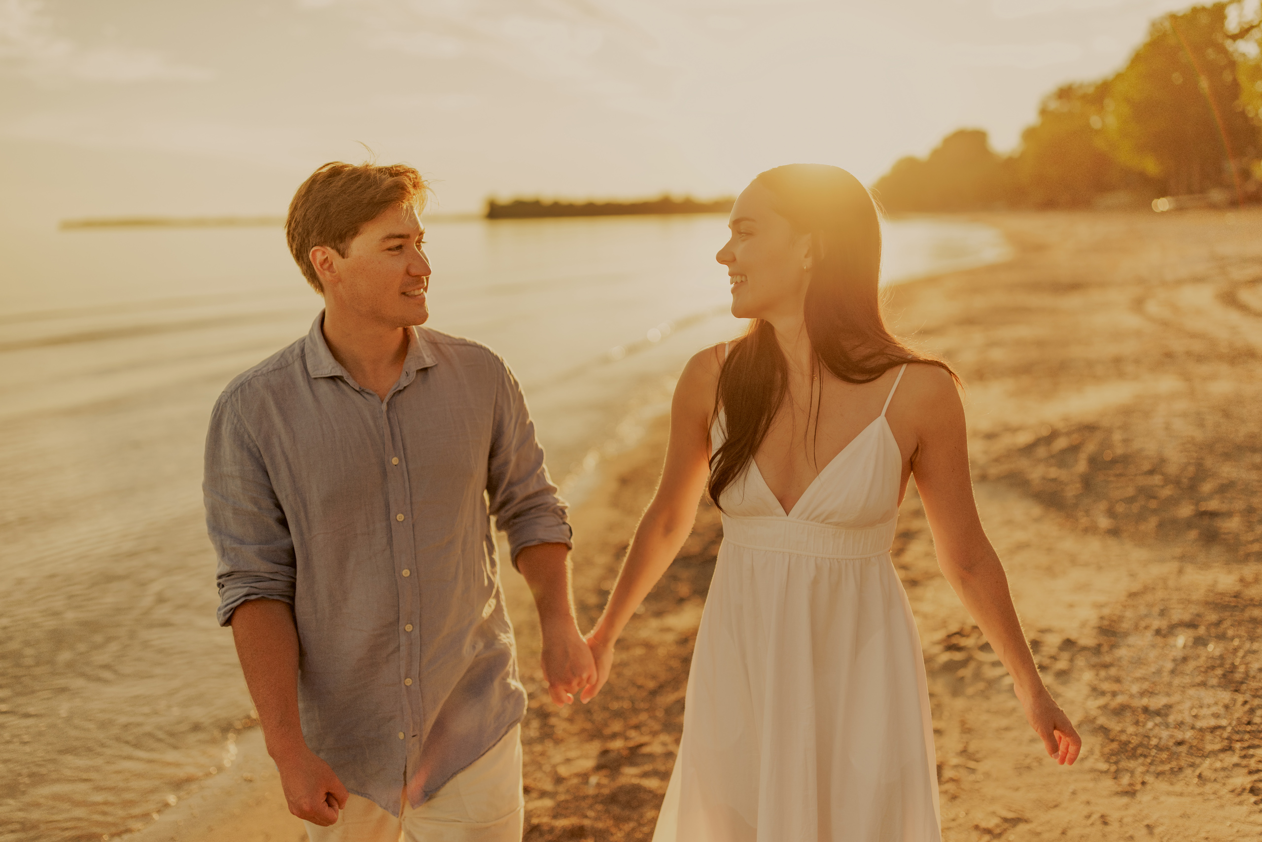 sunset beach engagement photos couple niagara