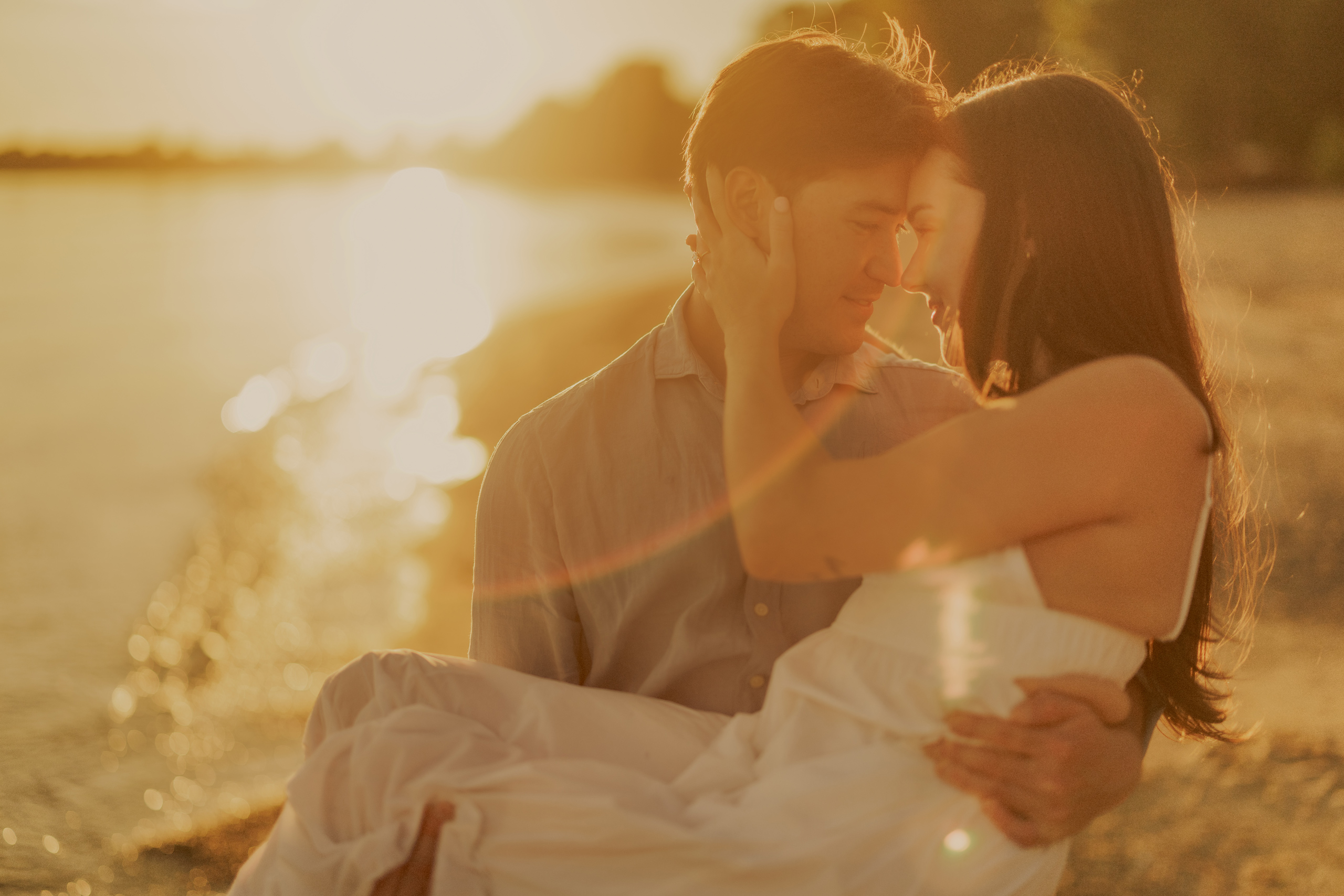 sunset beach engagement photos couple niagara