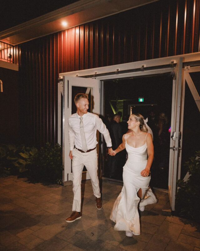 Running into the rest of our life together. #afterglowweddings 
.
So much of the good stuff from this epic summer wedding at @cavespringvineyard. A good time? Yes. Would I do it again? Also yes.
.
.
#wedding #niagaraphotographer #vineyard #barnwedding #weddingphotos #weddinginspiration #niagaraweddings #fun #bride #groom #weddingstyle #film #famous #love #justmarried #party #romantic #nightphotography 
.